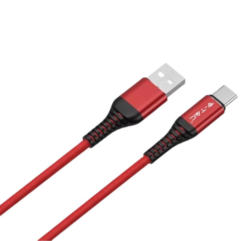 V-TAC szövet kábel USB Type-C (1 méter) Piros