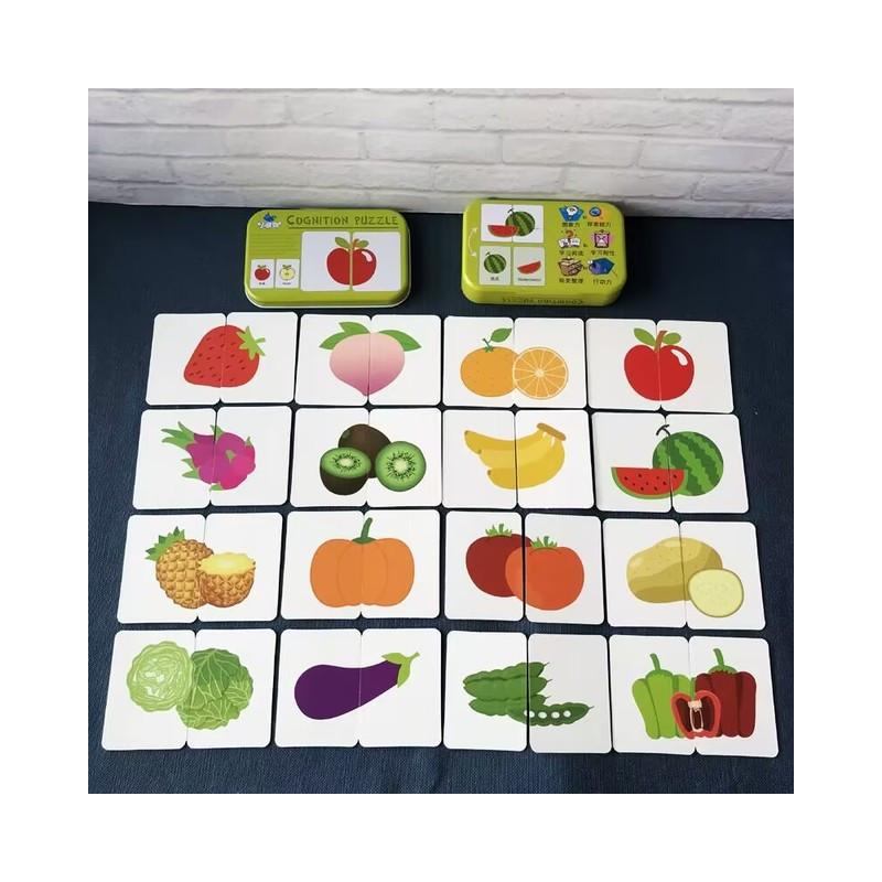 Készségfejlesztő kirakós kártyajáték Gyümölcs/zöldség