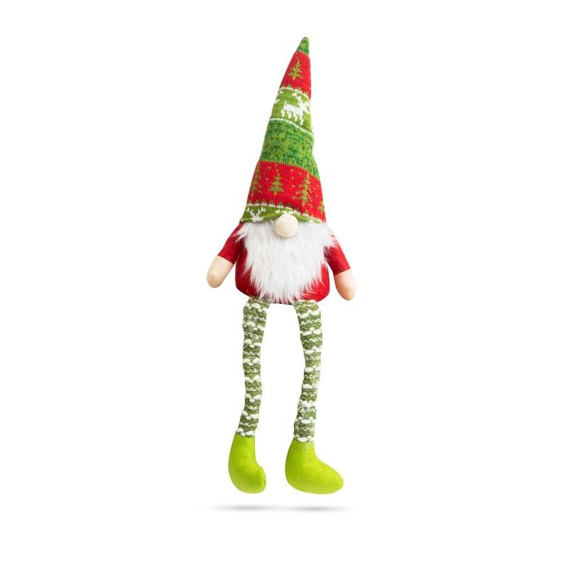 Karácsonyi skandináv manó dísz lábakkal, rózsaszín és zöld színű - Zöld