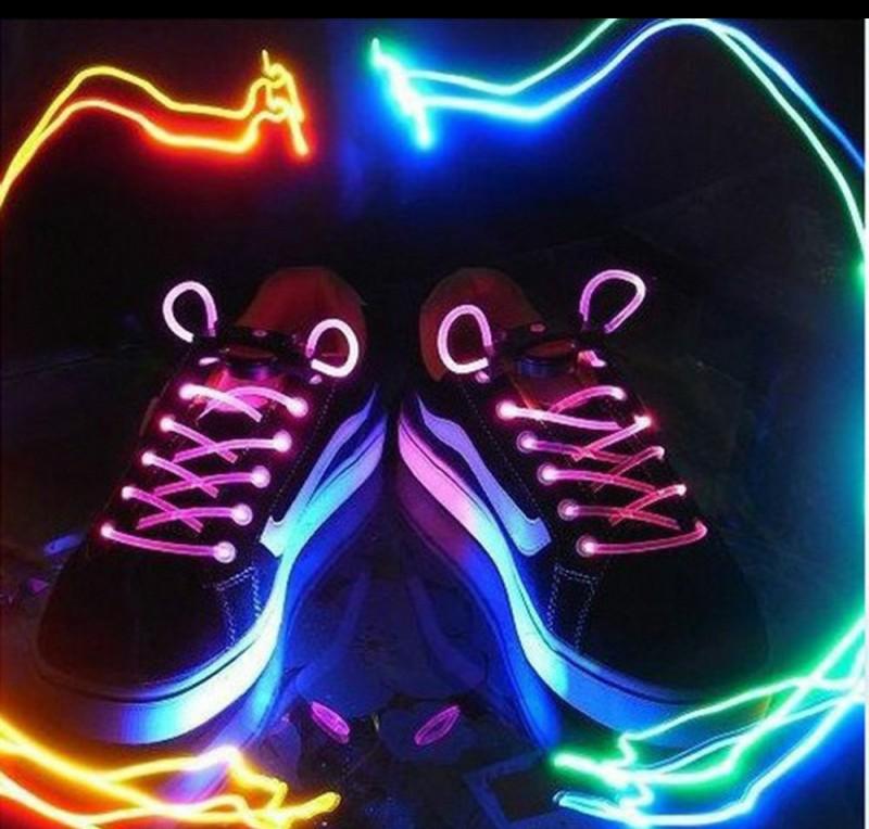 Világító cipőfűző, LED cipőfűző 1 pár Dupla színű (Kék/Zöld)