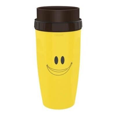 Csavaros, zárható utazó pohár sárga emoji mintával