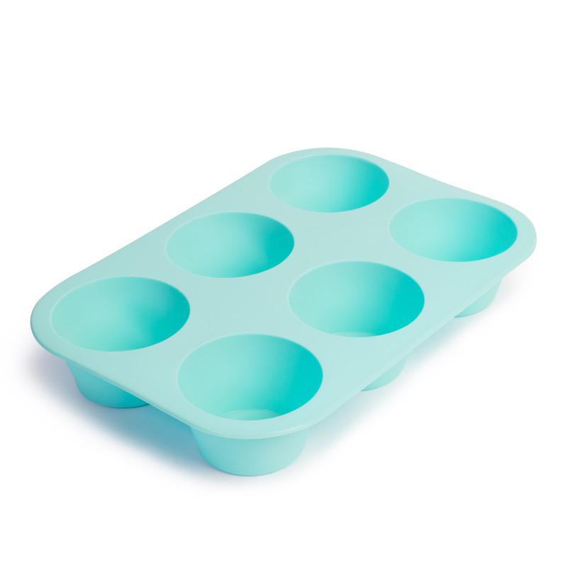 Szilikon muffinsütő-forma - 6 adagos - Világos kék