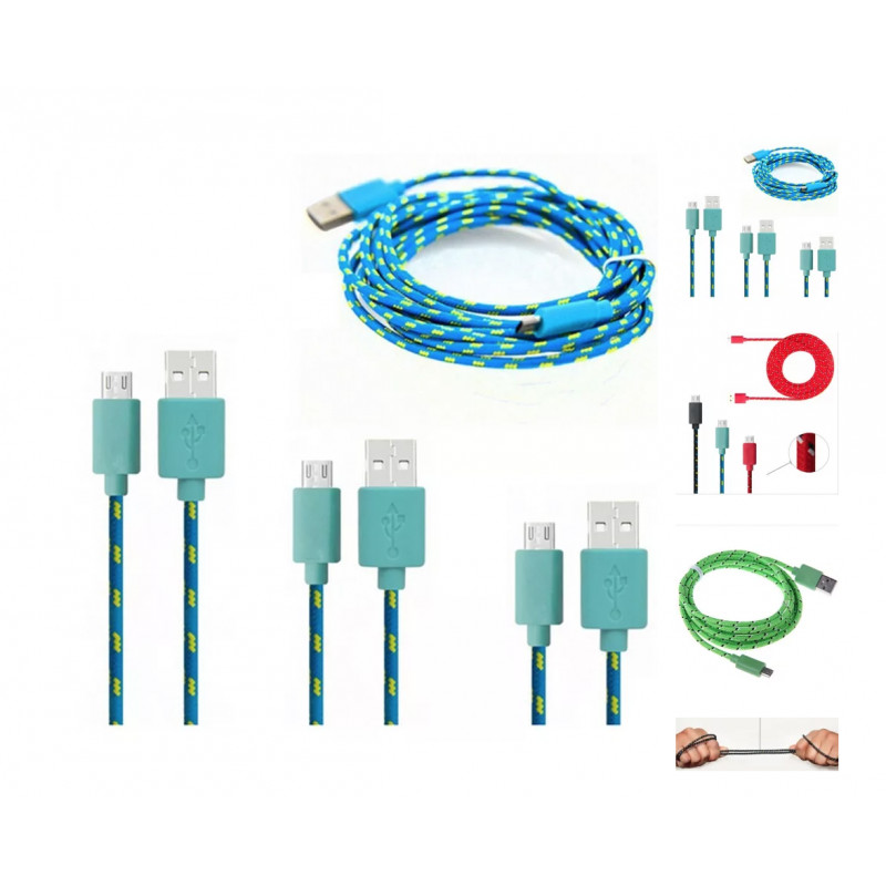 3 méteres gubancolódás mentes USB-Micro usb kábel több színben Kék
