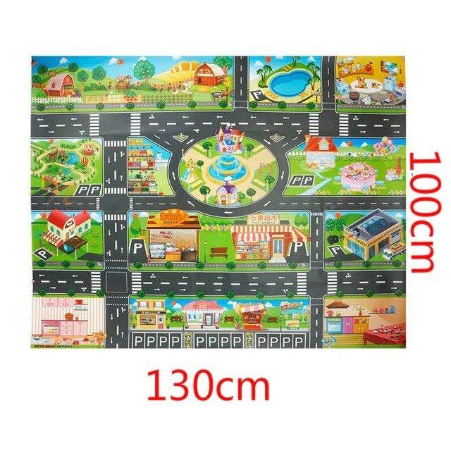 Autós játszószőnyeg, játszószőnyeg gyerekeknek 100x130 cm színes